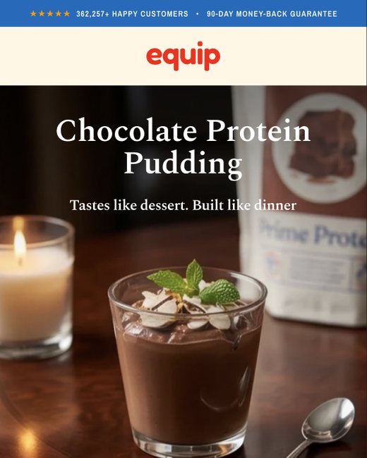 Equip chocolate protein pudding email campaign